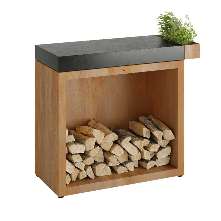 Billot Corten Et Céramique 90 Cm - Ofyr 1 Billot Corten Et Céramique 90 Cm - Ofyr