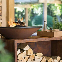 Brasero Plancha OFYR Island 100 En Corten + Plan De Travail Teck -OUTDOORCHEF Boutique ofyr island 100 brasero plancha 7430440898821 8