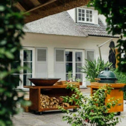 Brasero Plancha Island Corten PRO 100 Bois De Teck + Housse - Ofyr -OUTDOORCHEF Boutique ofyr island pro 100 teck 2020000022121 4