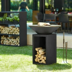 Pack Brasero Storage 85 Noir + Couvercle - OFYR -OUTDOORCHEF Boutique pack brasero plancha storage 85 noir couvercle 2020000033714 2