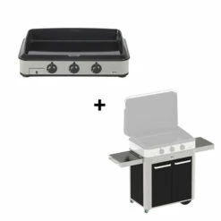Pack Plancha Gaz Enosign 80 Inox Et Noir + Chariot - ENO