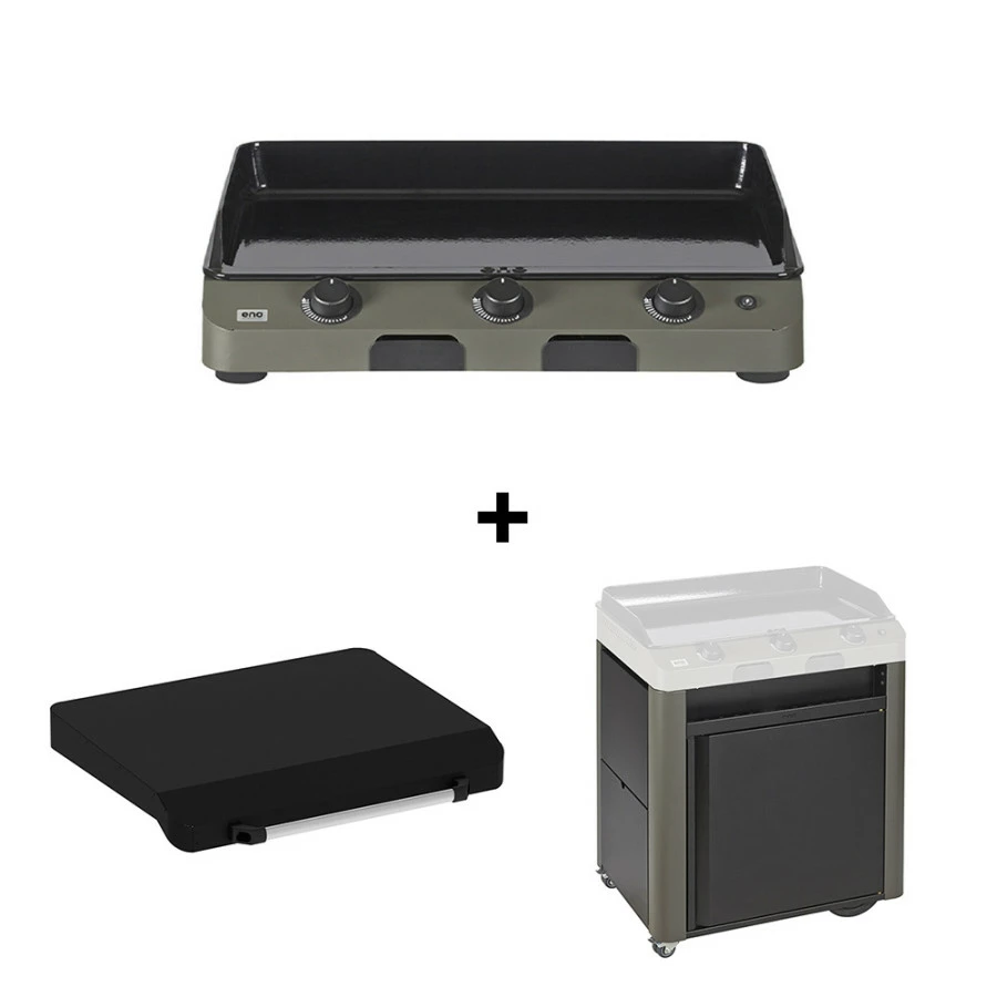 Pack Plancha Gaz Fusion 75 Acier + Chariot + Capot - ENO 1 Pack Plancha Gaz Fusion 75 Acier + Chariot + Capot - ENO