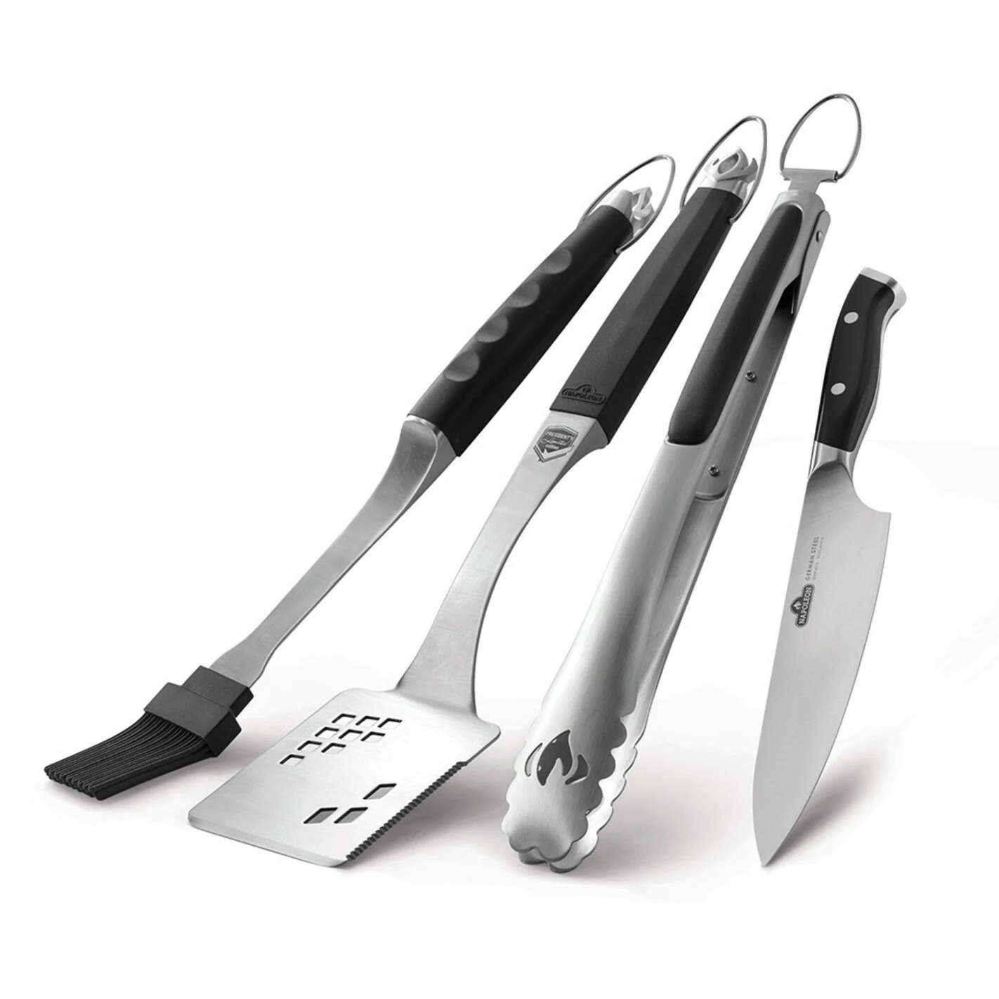 Pince + Couteau + Spatule + Pinceau Premium En Inox - Napoleon* 1 Pince + Couteau + Spatule + Pinceau Premium En Inox - Napoleon*