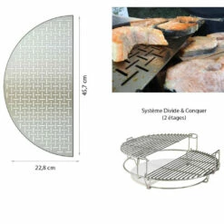 Kamado Joe Plaque Demi Lune Inox Kamado Classic Joe -OUTDOORCHEF Boutique plaque demi lune inox classic joe kamado 0811738021256 2
